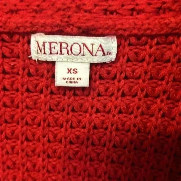 Women’s Red Knit Sweater with pockets. Size XS - Picture 3 of 4